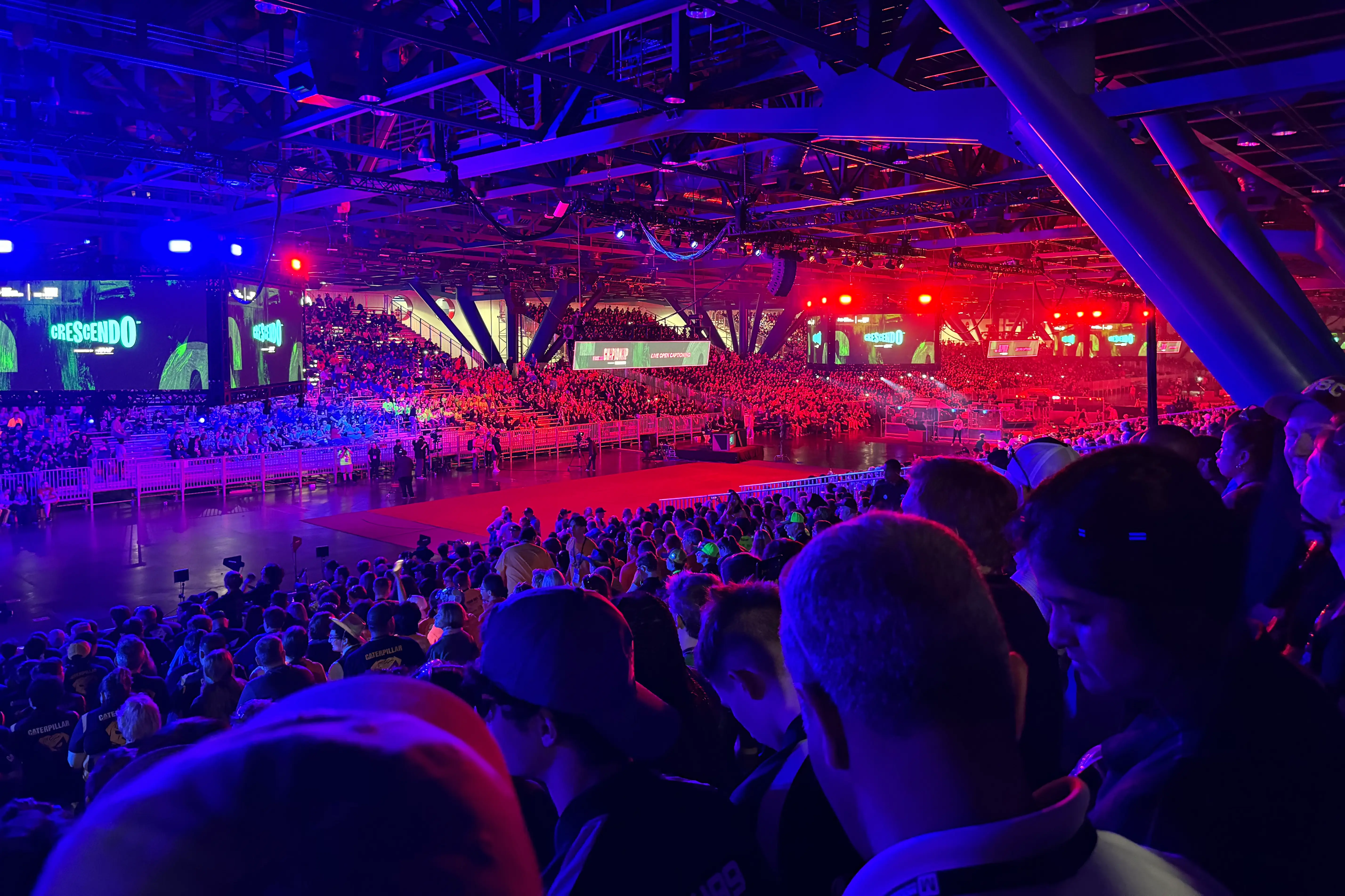 A picture of the 2018-2019 FIRST Tech Challenge game being played.